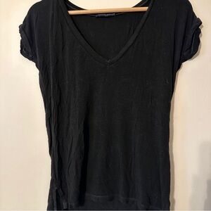 Brandy Melville V-Neck Black T-shirt one size